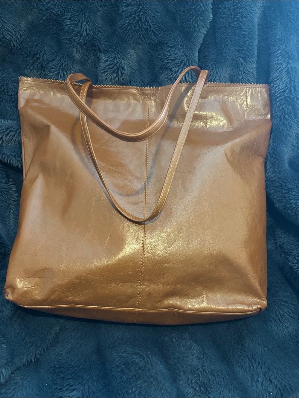 Classic Brown Leather Tote Bag - Unbranded